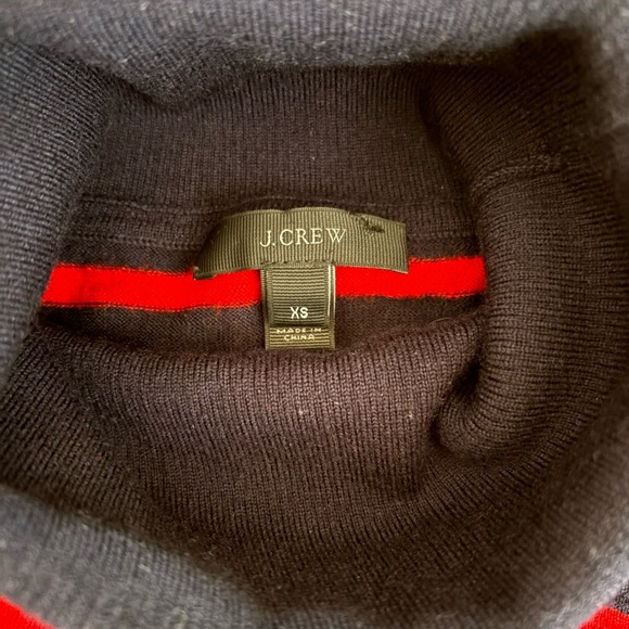 J.Crew XS Navy & Red Striped preppy warm Turtleneck Sweater – Elbow Patches - Picture 3 of 3